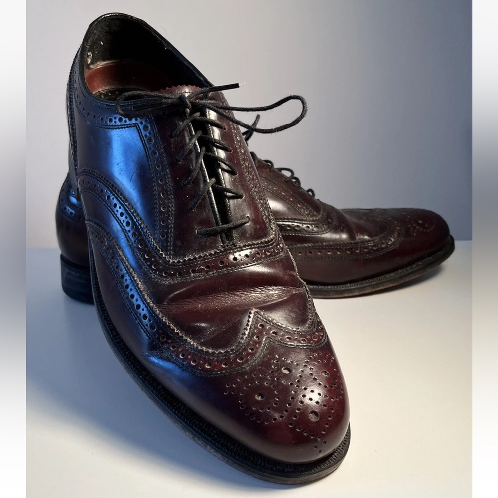 Vintage Florsheim Imperial Wingtip Oxford Dress Shoes 10D Brogue Formal Luxury